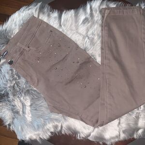 Fiorella Rubino size 10 brown embellished jean pants.